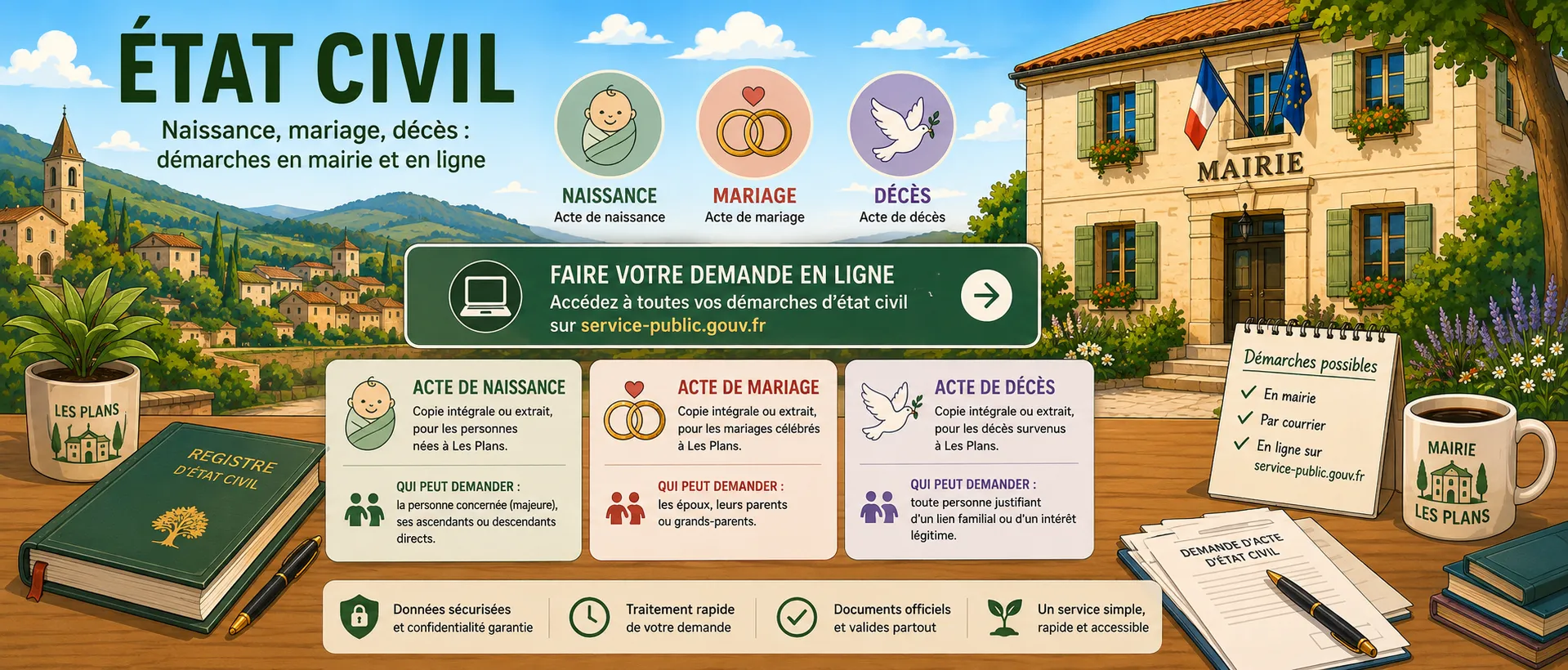 État civil de la commune des Plans